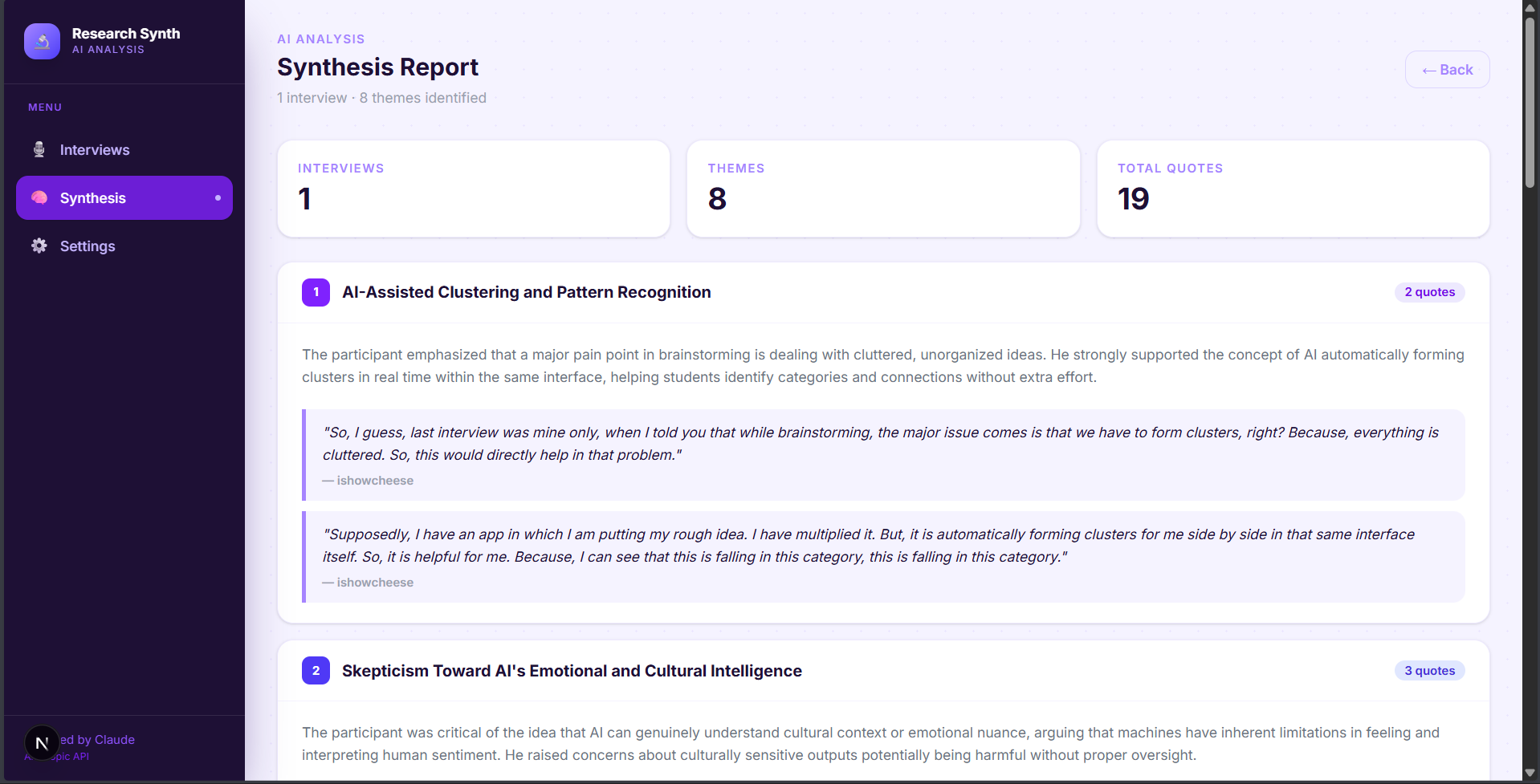 Research synthesis tool